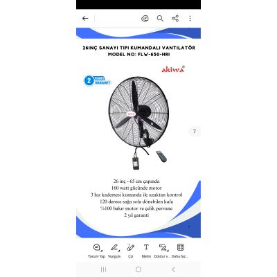FLW-650-HRI SANAYİ DUVAR UZAKTAN  KUMANDALI